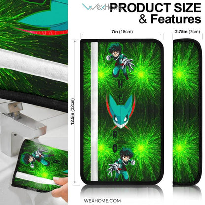 My Hero Academia Anime Seat Belt Covers | MHA Izuku Hero Green Belt Covers