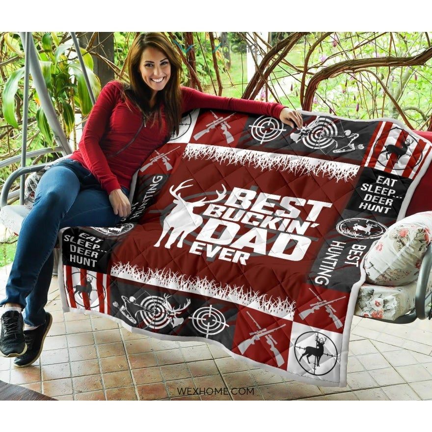 Hunting Deer Best Buckin' Dad Ever Quilt