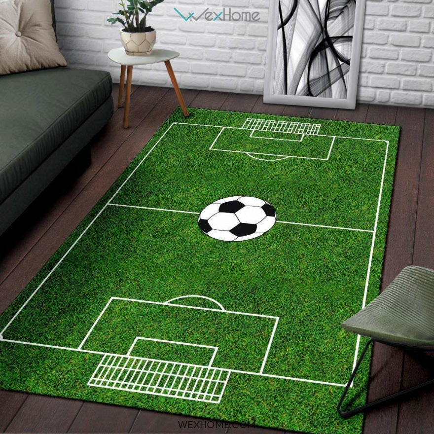 Football All Stars Soccer Ground Nursery Area Rug