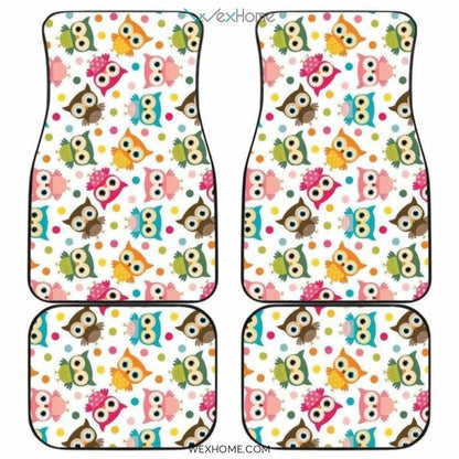 Color Cute Owl Pattern Front And Back Car Mats
