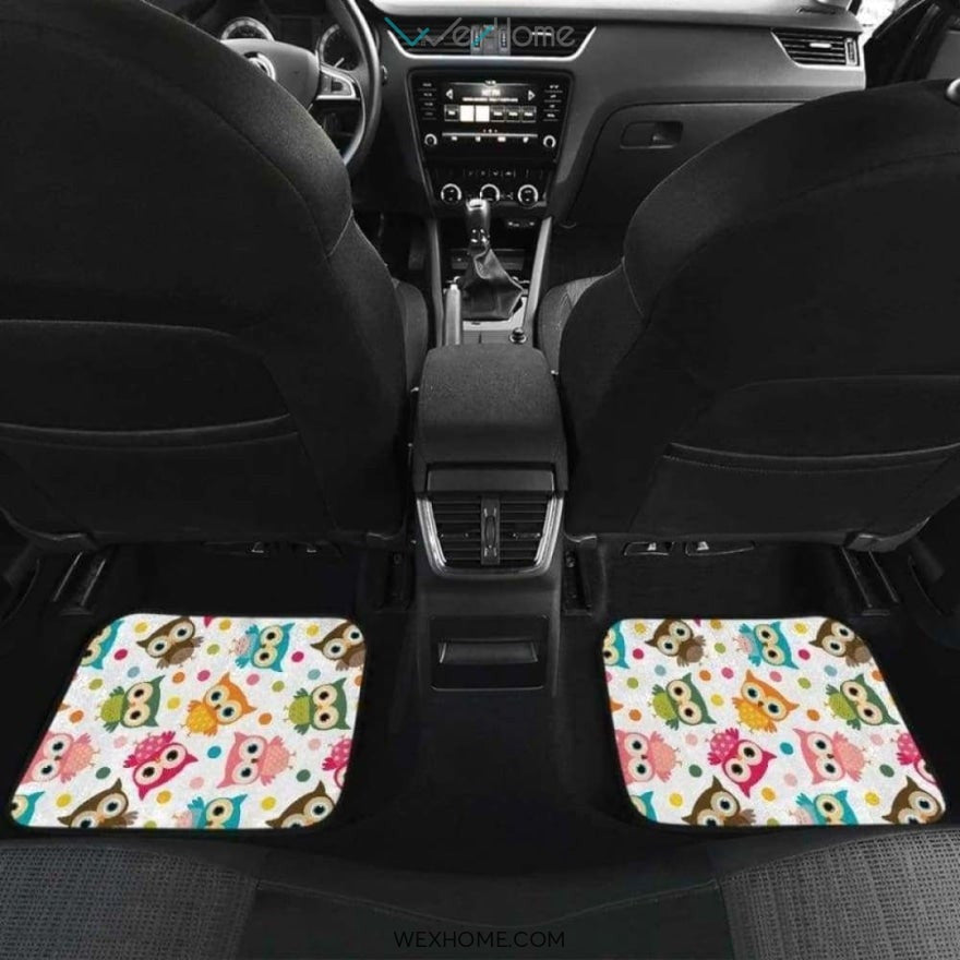 Color Cute Owl Pattern Front And Back Car Mats