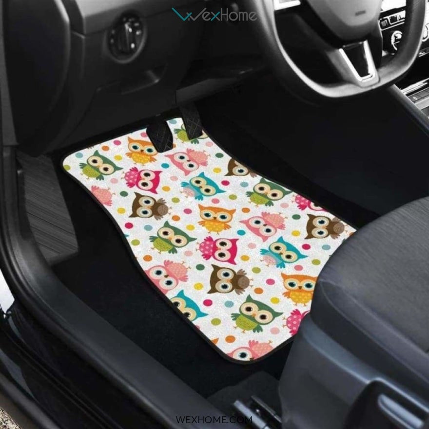 Color Cute Owl Pattern Front And Back Car Mats