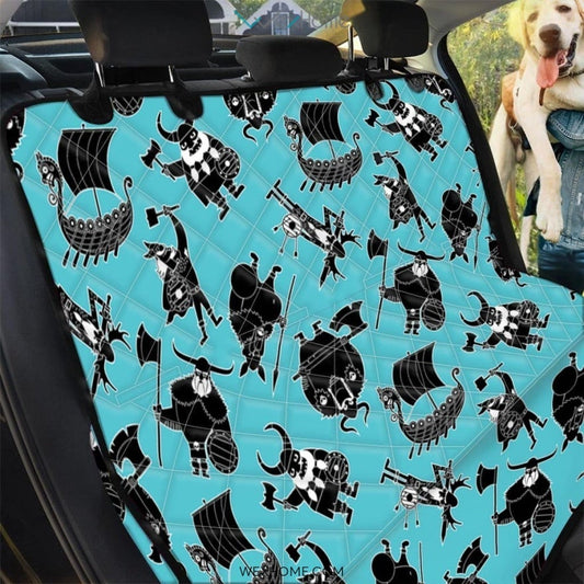 Viking Cartoon Silhouette Pet Car Seat Cover