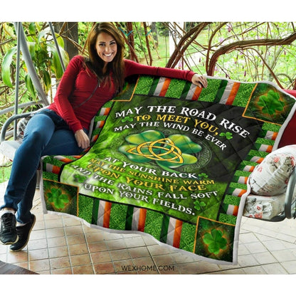 St Patrick's Day Irish Blessing May The Road Rise To Meet You Quilt