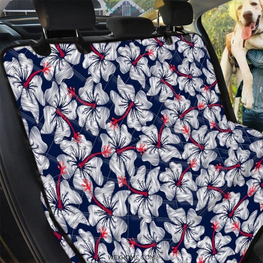 White Hibiscus Tropical Floral Hawaiian Print Pet Car Seat Cover