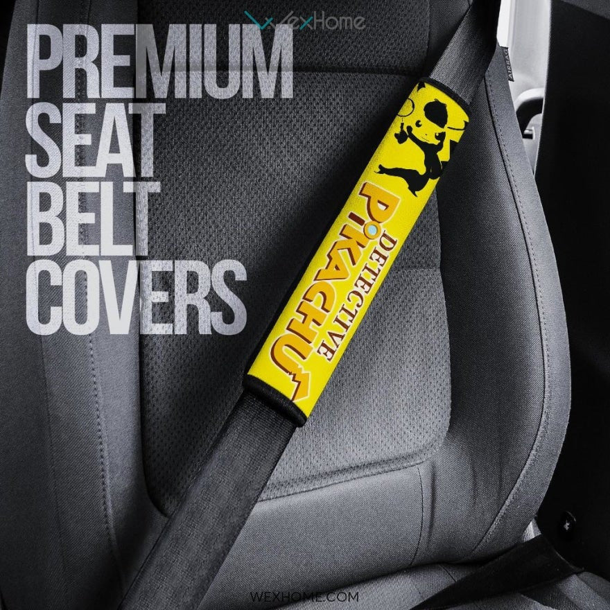 Pokemon Anime Seat Belt Covers | Detective Pikachu Silhouette Belt Covers