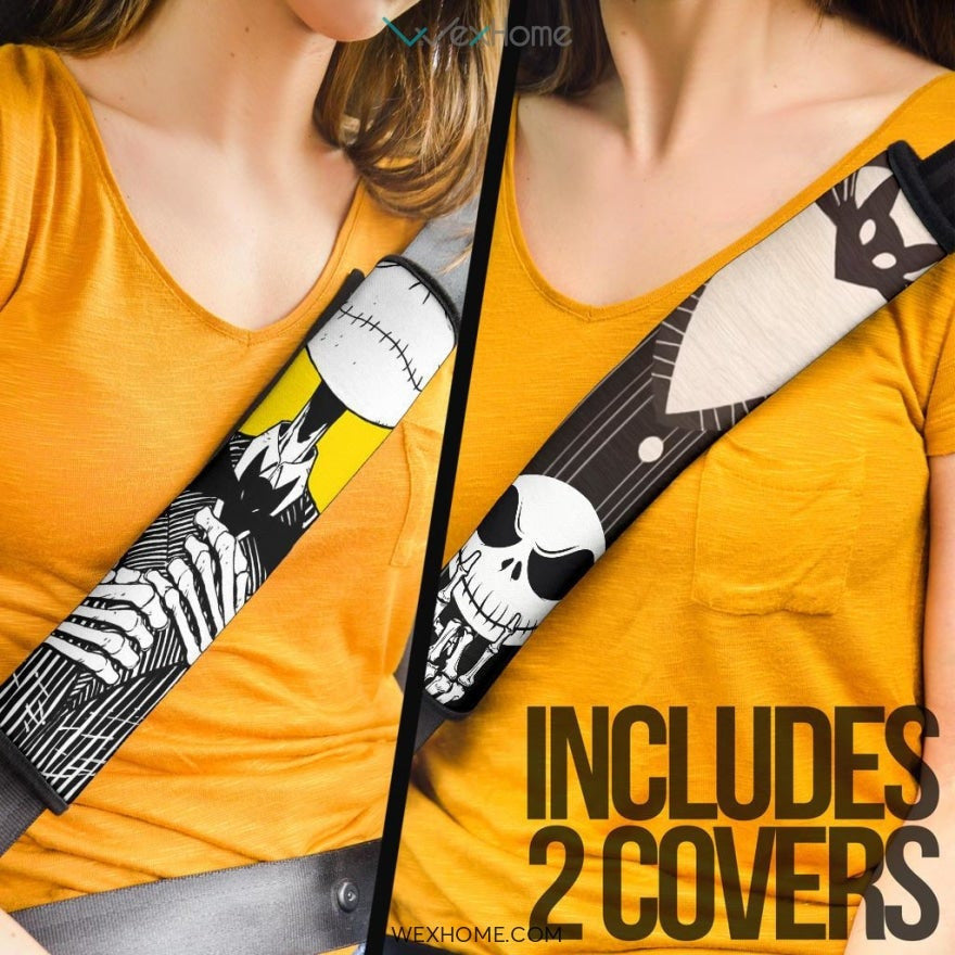The Nightmare Before Christmas Cartoon Seat Belt Covers | Jack Wearing Bow Belt Covers