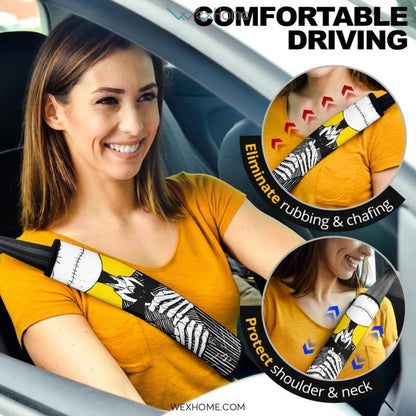 The Nightmare Before Christmas Cartoon Seat Belt Covers | Jack Wearing Bow Belt Covers