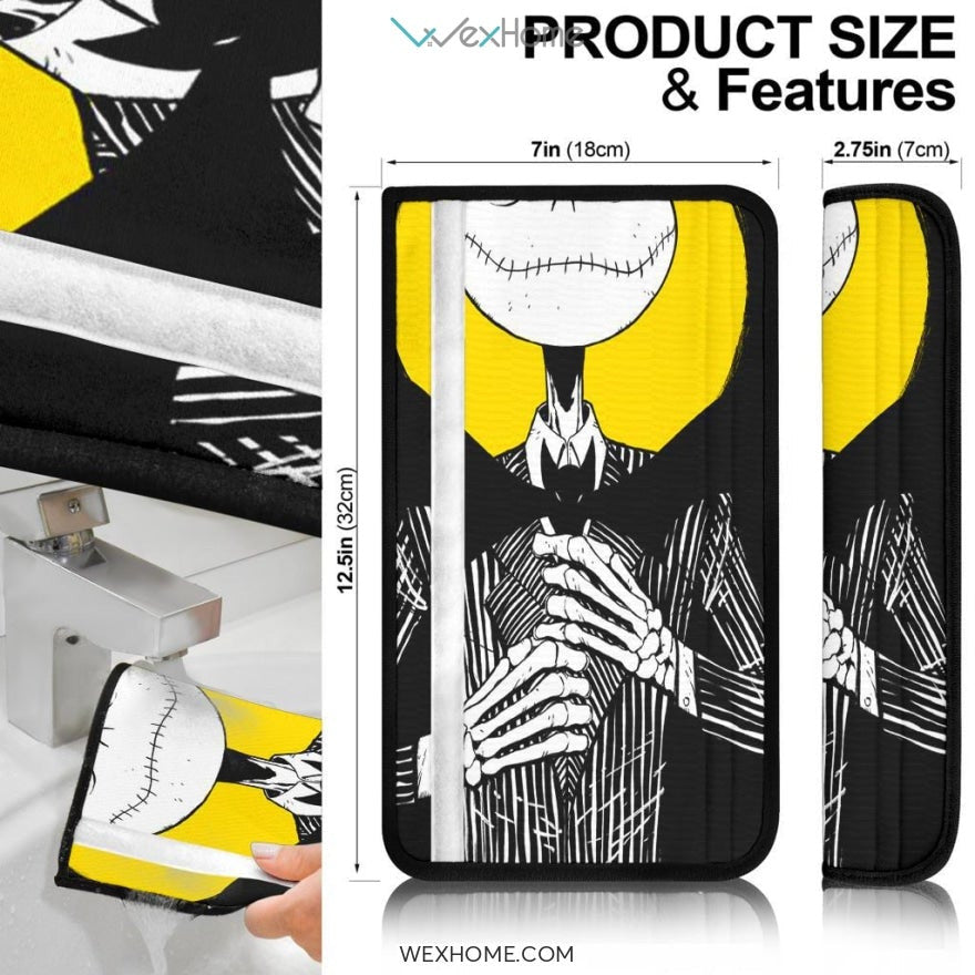 The Nightmare Before Christmas Cartoon Seat Belt Covers | Jack Wearing Bow Belt Covers