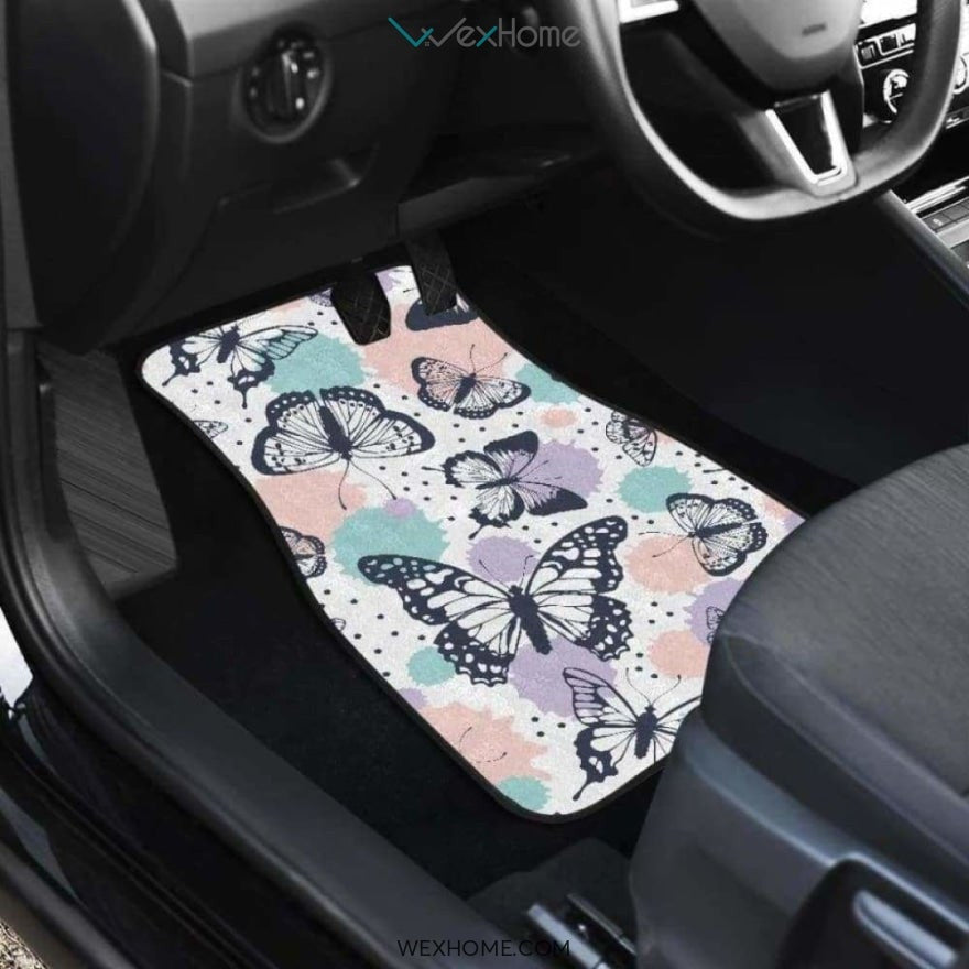 Butterfly Pattern Front And Back Car Mats