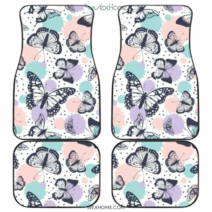 Butterfly Pattern Front And Back Car Mats