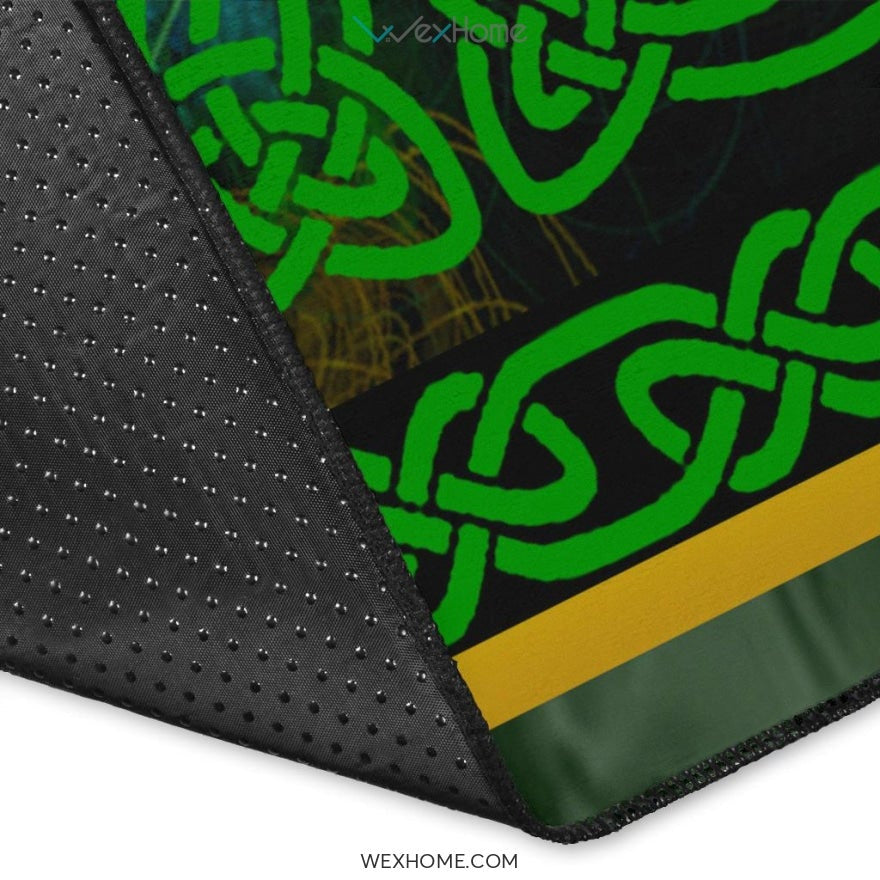Celtic Knots Irish St Patrick's Day With Green Three Leaved Shamrock Nursery Area Rug