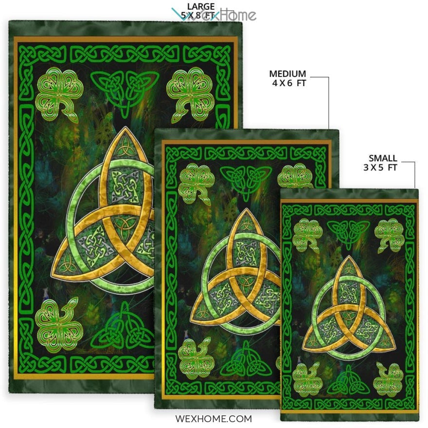 Celtic Knots Irish St Patrick's Day With Green Three Leaved Shamrock Nursery Area Rug