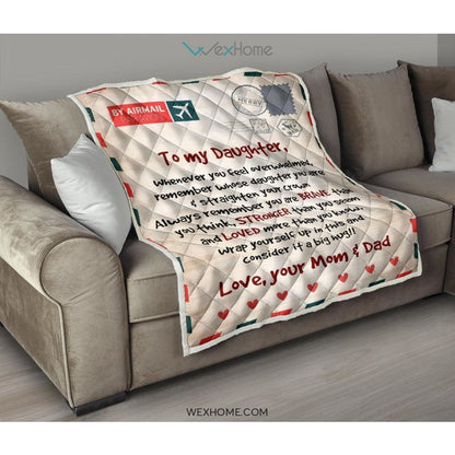 Letter Love Daughter From Mom and Dad You Are Braver Than You Think Quilt