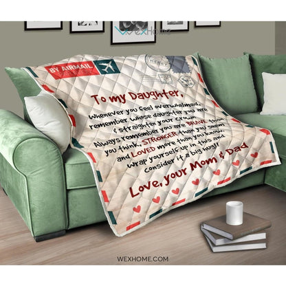 Letter Love Daughter From Mom and Dad You Are Braver Than You Think Quilt