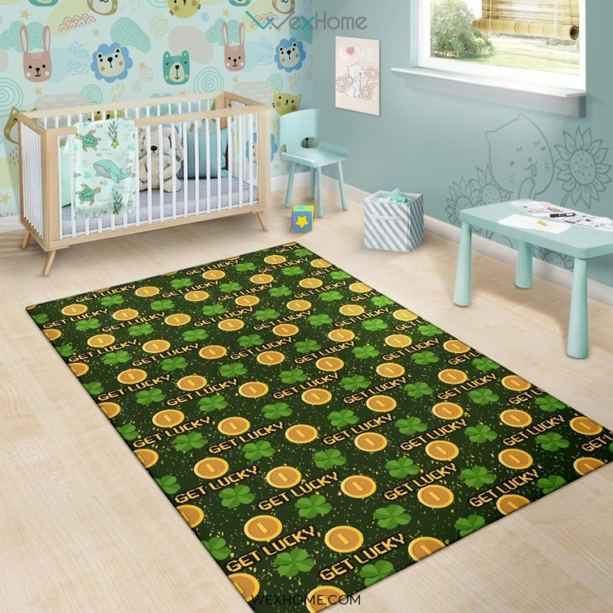 St Patrick's Day Get Lucky Irish Shamrock Nursery Area Rug