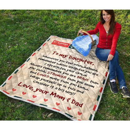 Letter Love Daughter From Mom and Dad You Are Braver Than You Think Quilt