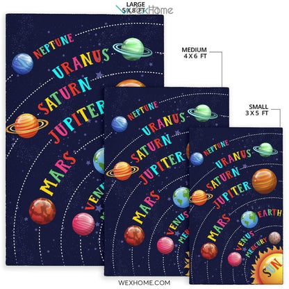 Aurora Solar System Colorful Printed Contemporary Nursery Area Rug