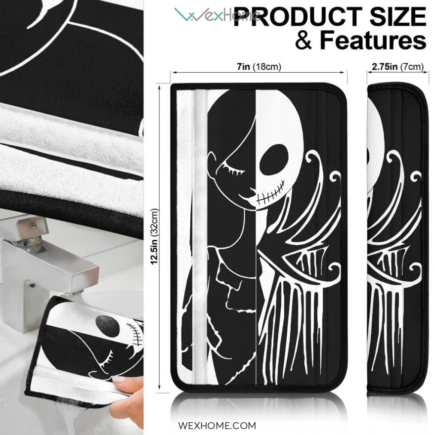 The Nightmare Before Christmas Cartoon Seat Belt Covers | Half Jack Half Sally Belt Covers