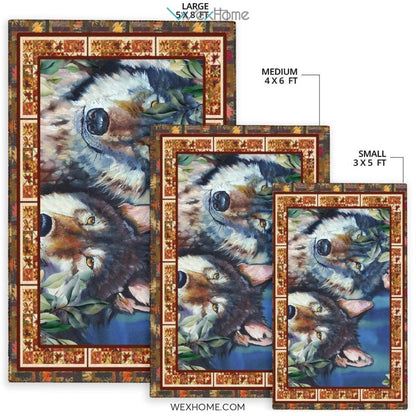 Valentine's Day Couples Wolf Nursery Area Rug