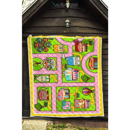 Colourful Fun Land Theme Park Roads Quilt
