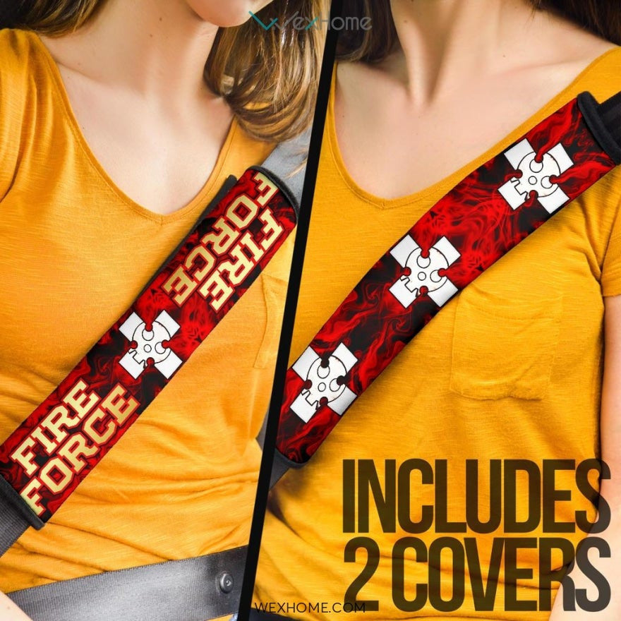 Fire Force Anime Seat Belt Covers | Fire Force Skull With The Cross Belt Covers