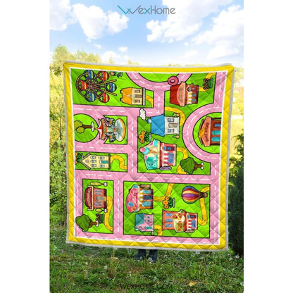 Colourful Fun Land Theme Park Roads Quilt