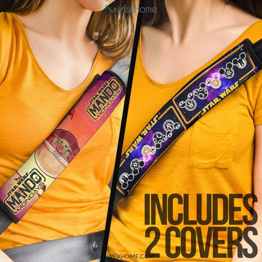Star Wars Movie Seat Belt Covers | Baby Yoda Mando Mondays Galaxy Belt Covers