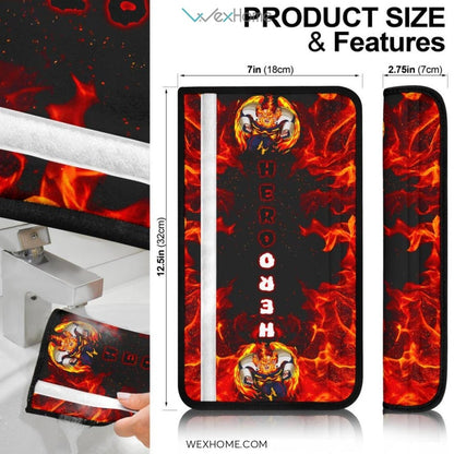 My Hero Academia Anime Seat Belt Covers | MHA Flaming Endeavor Belt Covers