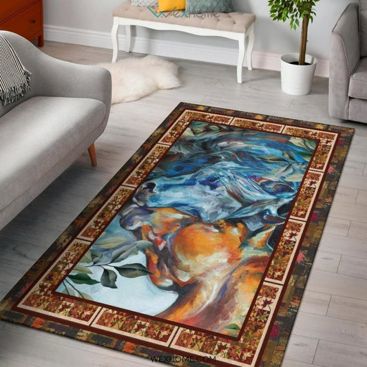 Valentine's Day Couples Horse Nursery Area Rug
