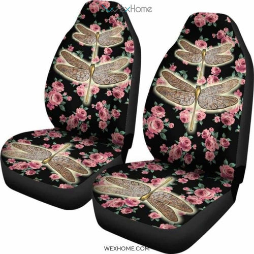 Dragonfly and Flower Art Car Seat Cover