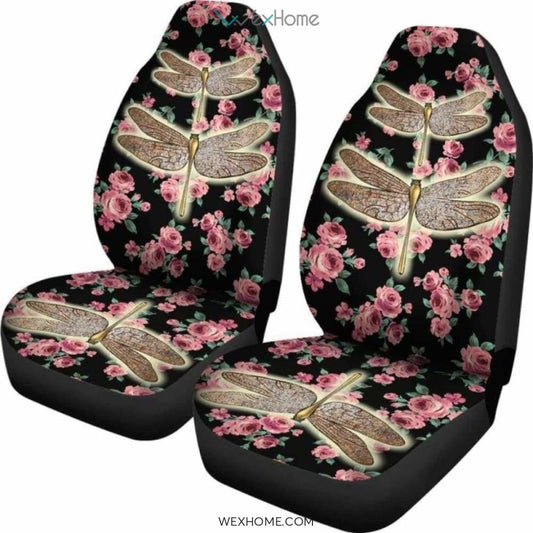Dragonfly and Flower Art Car Seat Cover
