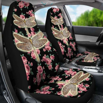 Dragonfly and Flower Art Car Seat Cover