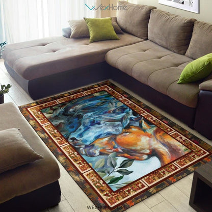 Valentine's Day Couples Horse Nursery Area Rug