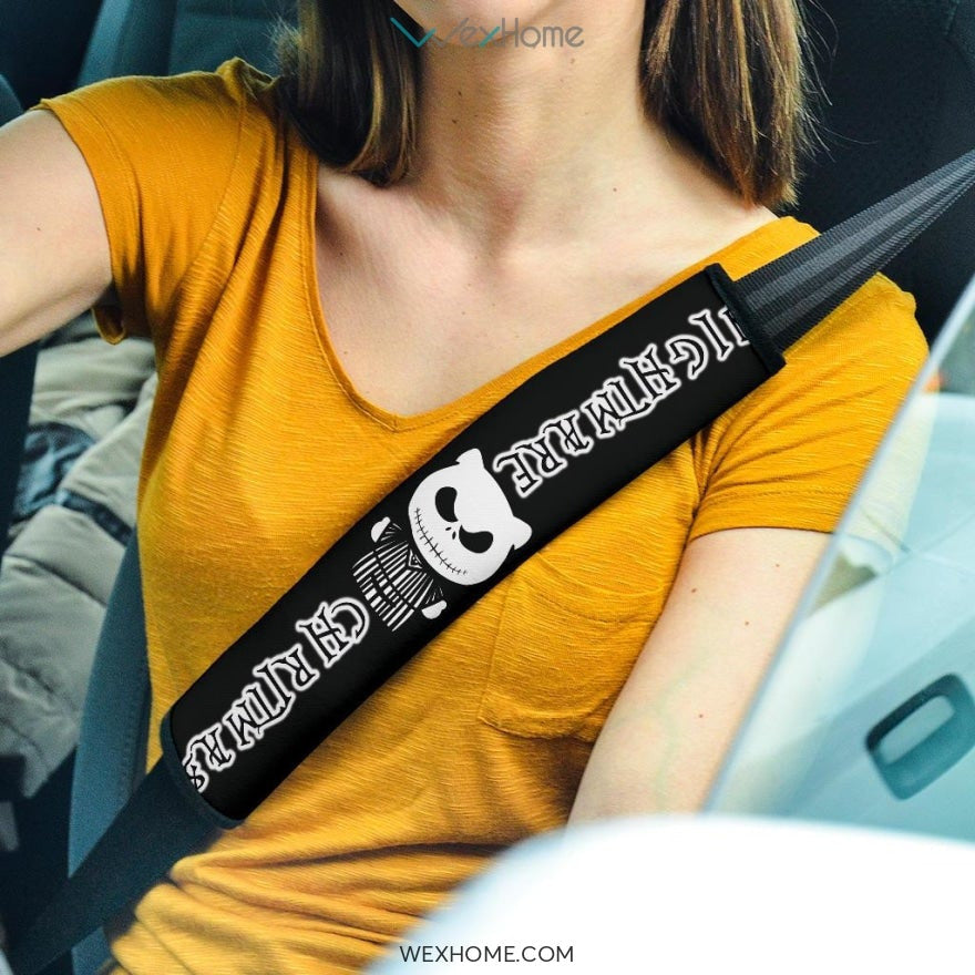 Nightmare Before Christmas Cartoon Seat Belt Covers | Teddy Jack Skellington Text Belt Covers