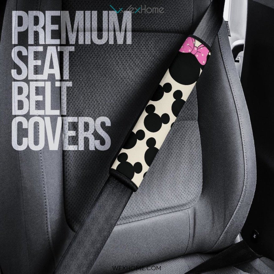 Mickey Cartoon Seat Belt Covers | Minnie Red Suit Bow Belt Covers
