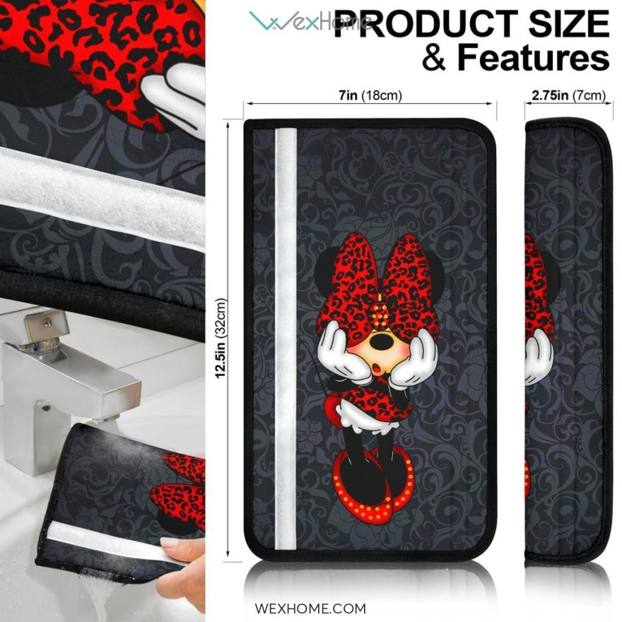 Mickey Cartoon Seat Belt Covers | Minnie Red Suit Bow Belt Covers