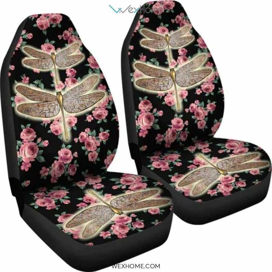 Dragonfly and Flower Art Car Seat Cover