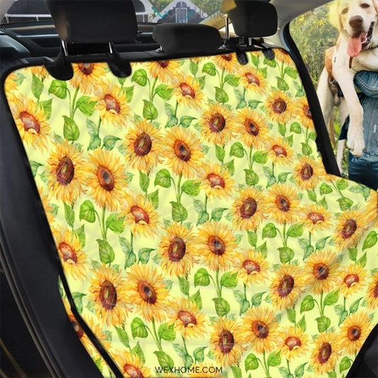 Yellow Sunflower Print Pet Car Seat Cover