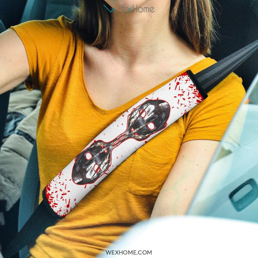 Horror Movie Seat Belt Covers | Freddy Glove Grab Jason Mask Bloody Belt Covers