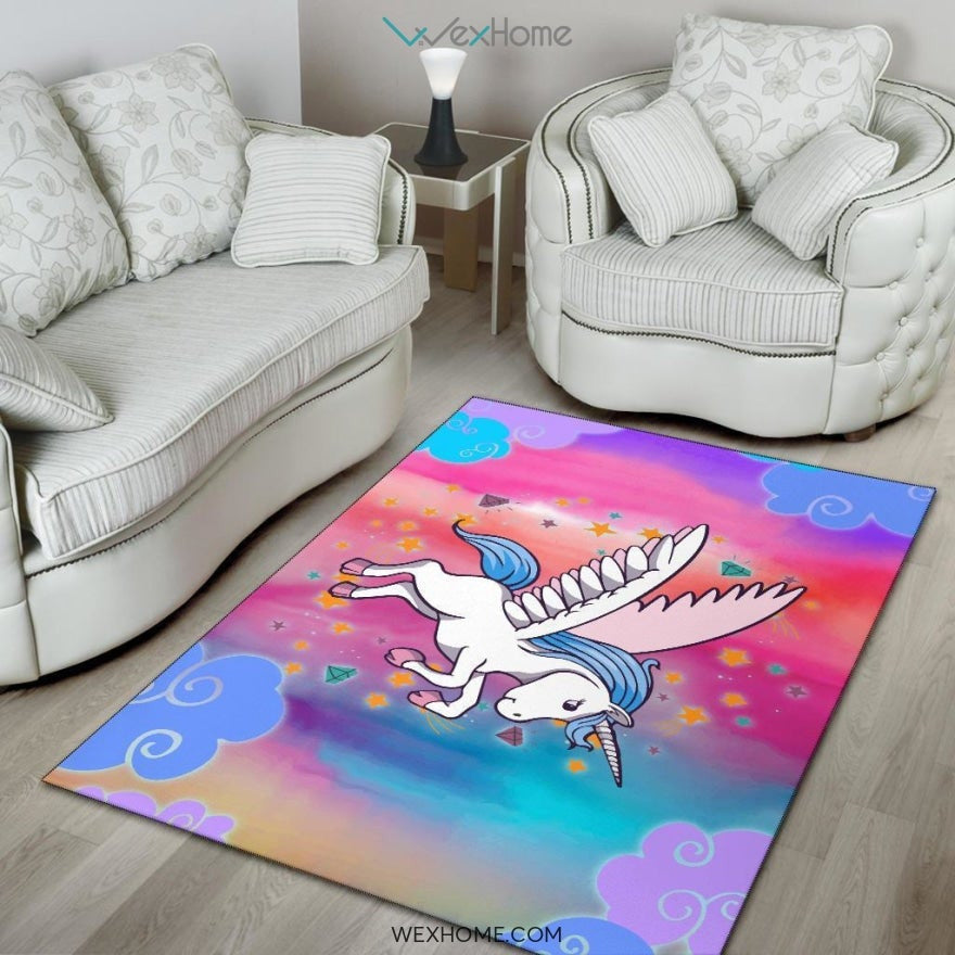 Unicorn Rainbow Color Nursery Area Rug