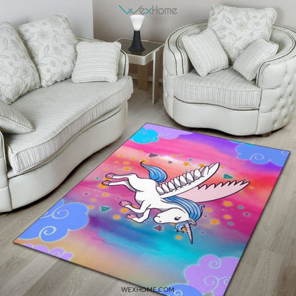 Unicorn Rainbow Color Nursery Area Rug