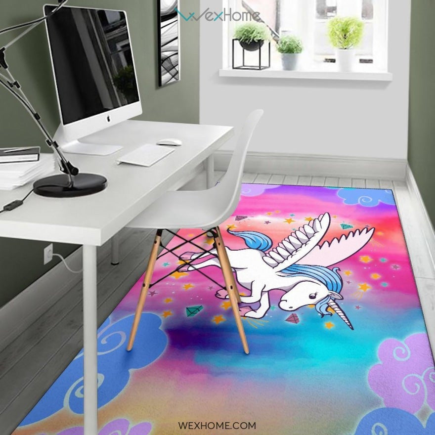 Unicorn Rainbow Color Nursery Area Rug