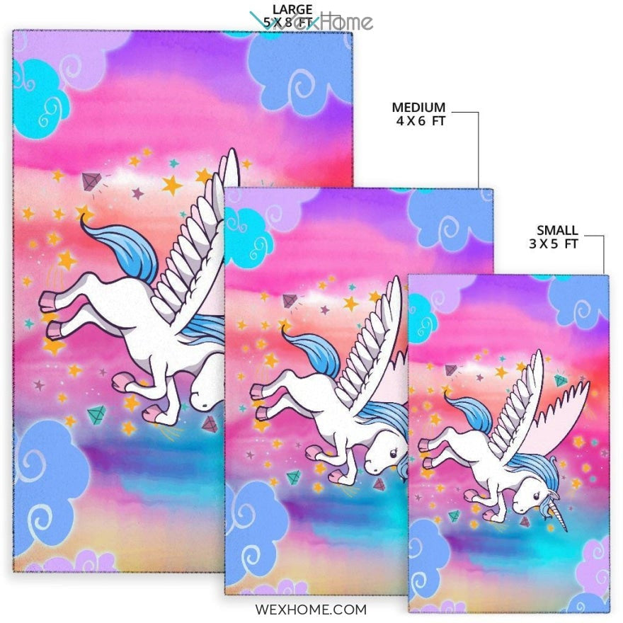 Unicorn Rainbow Color Nursery Area Rug