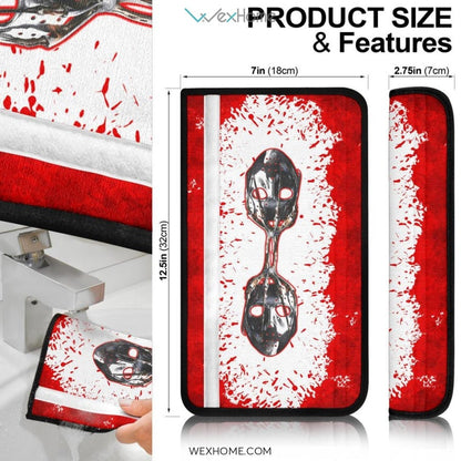 Horror Movie Seat Belt Covers | Freddy Glove Grab Jason Mask Bloody Belt Covers