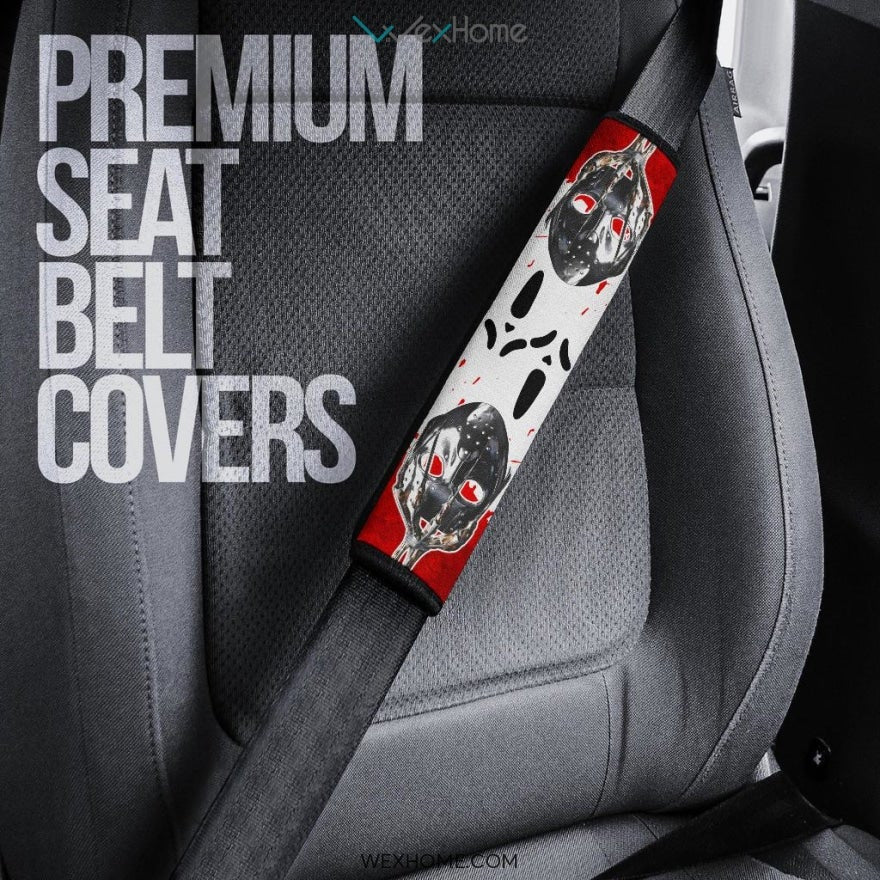Horror Movie Seat Belt Covers | Freddy Glove Grab Jason Mask Bloody Belt Covers