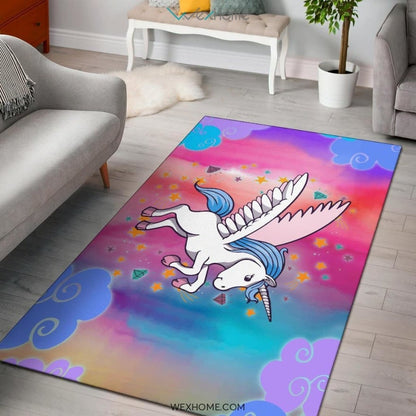 Unicorn Rainbow Color Nursery Area Rug
