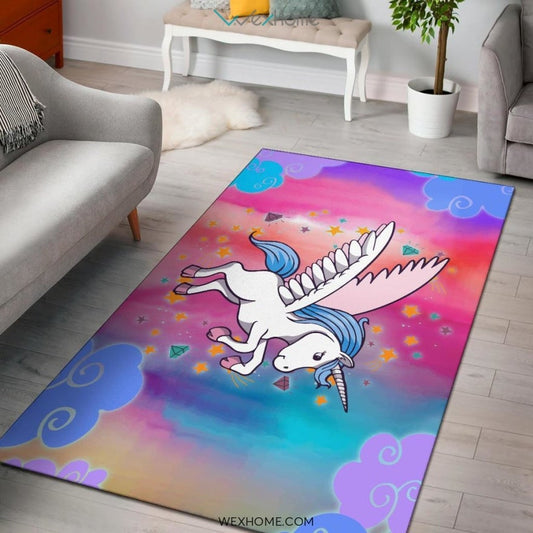 Unicorn Rainbow Color Nursery Area Rug