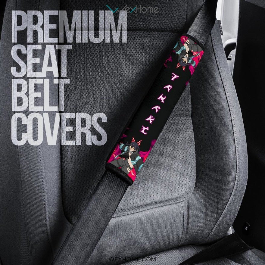 Fire Force Anime Seat Belt Covers | Tamaki Kotatsu Pink Fire Belt Covers