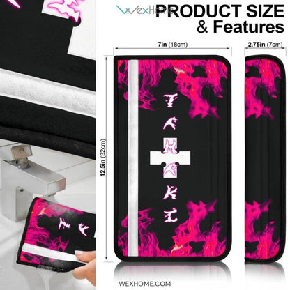 Fire Force Anime Seat Belt Covers | Tamaki Kotatsu Pink Fire Belt Covers
